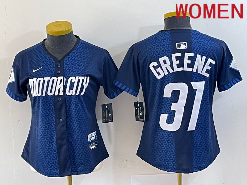 Women Detroit Tigers #31 Greene Blue City Edition Nike 2024 MLB Jersey style 1